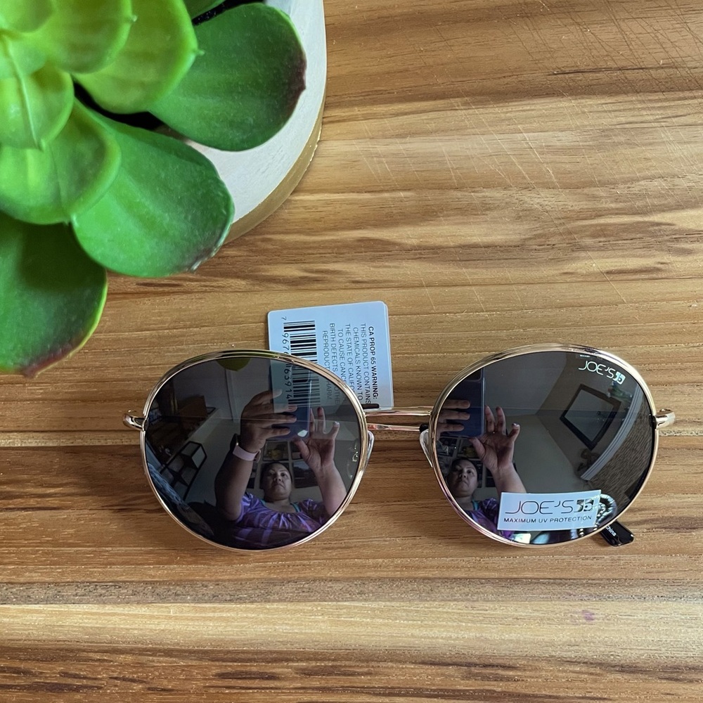 Joe’s Jeans Round Lens Gold Frame Sunglasses
